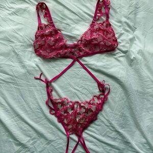 NWT Victoria's Secret Pink Lace Lingerie Set